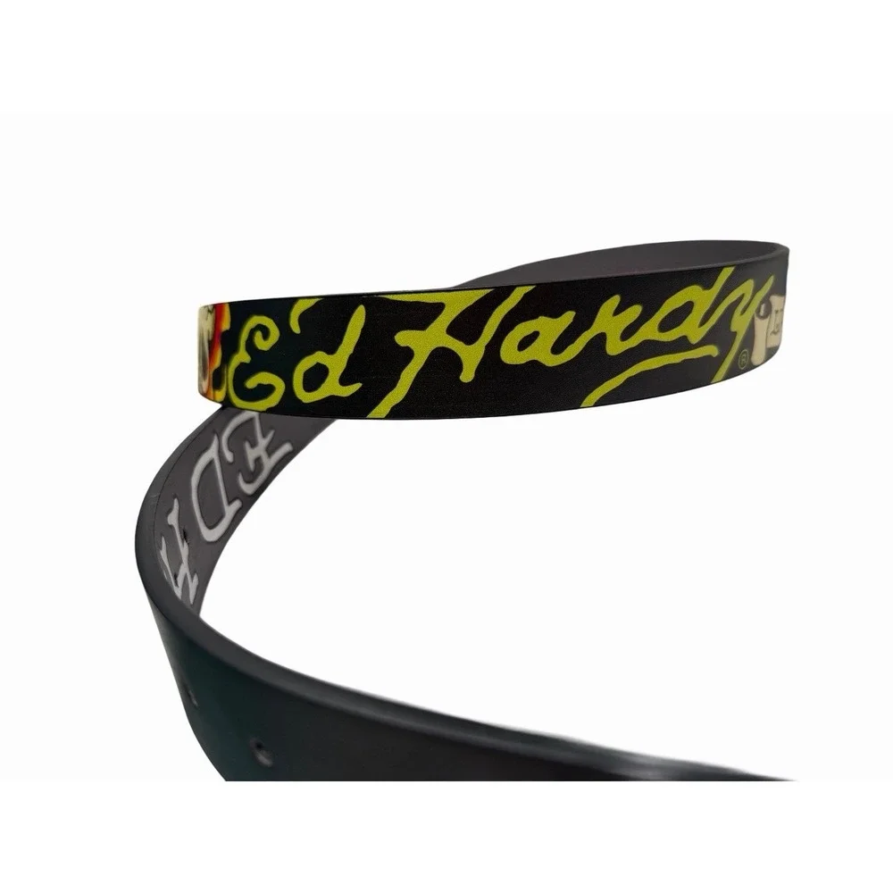 Ed Hardy Mens Reversible Flaming Skull Tattoo Belt Size 38 NWT